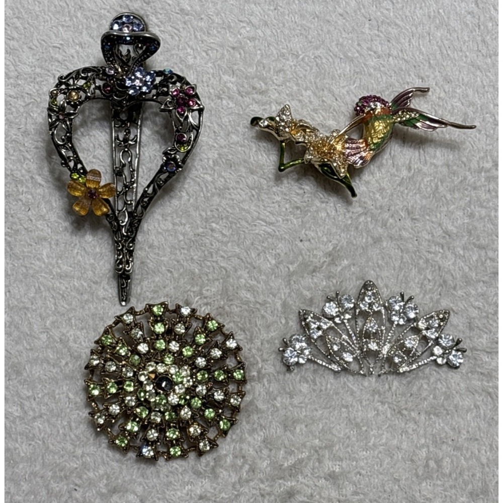 Vintage Napier Hummingbird Plus Multicolor Rhinestone Brooch Lapel Pins Lot